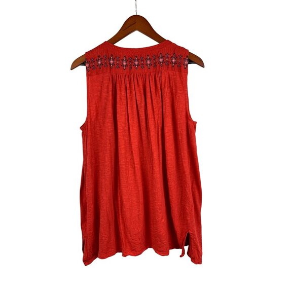 Lucky Brand Womens XXL Sleeveless Red Top With Embroidery - Picture 2 of 4